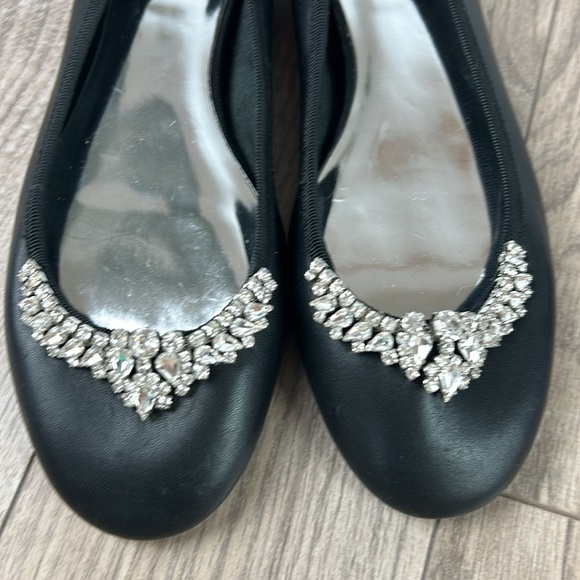 BADGLEY MISCHKA Wendy Black swarovski crystal Embellished Flat - Picture 6 of 8
